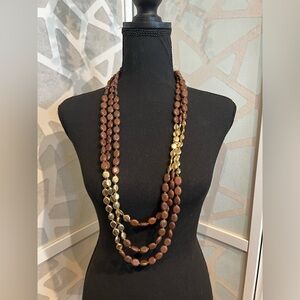 Elegant Brown and Gold Beaded Necklace